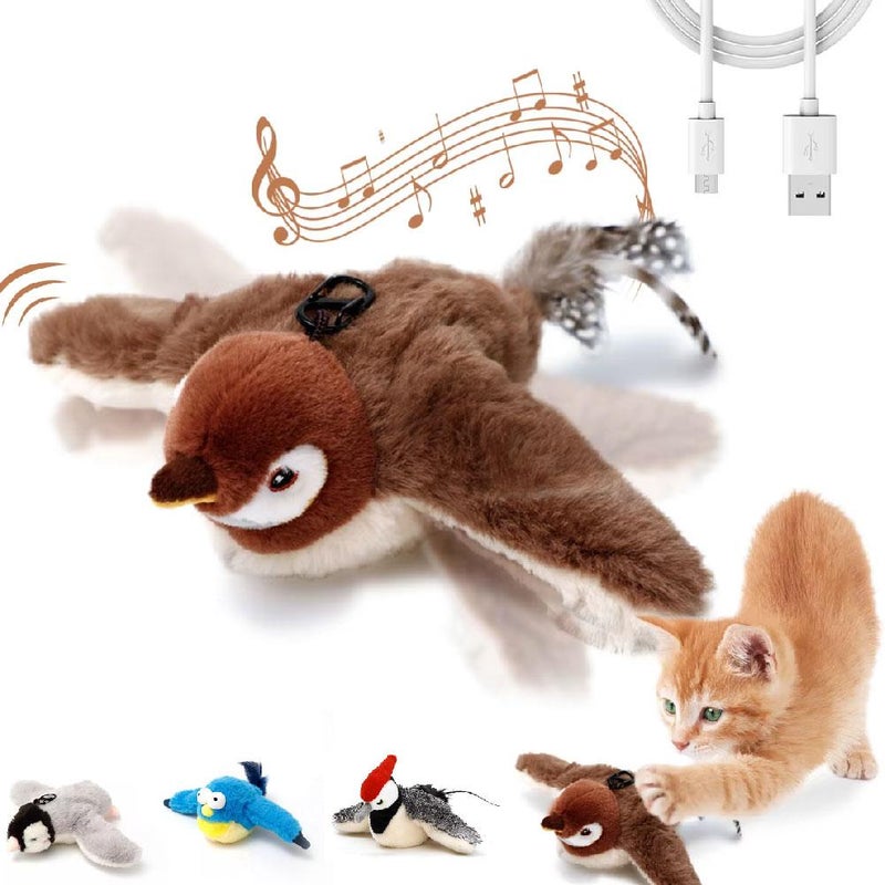 Flying Bird Cat Toy, Flappy Bird Cat Toy Flappy Chase Interactive Cat Toy,flappychase Flapping Flying Bird Cat Toy With Melody for Indoor - Image 1